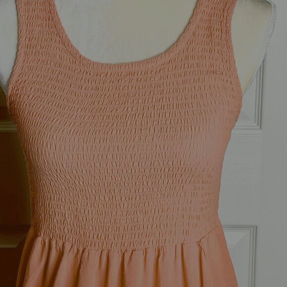 Jane Ashley Maxi Sundress Size M Orange Smocked Bodice White Embroidery At Hem - Picture 6 of 9